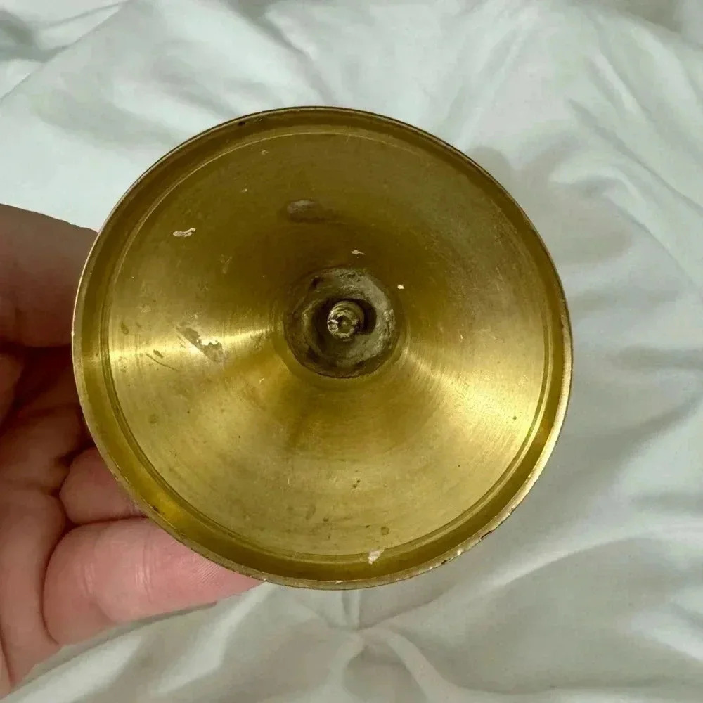 Vintage Brass Etched Taper Candlestick MCM 80’s 90’s Decor Cottagecore Granny - Picture 8 of 12